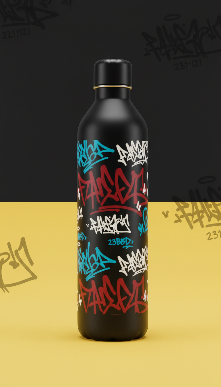 Asphalt Black graffiti water bottle