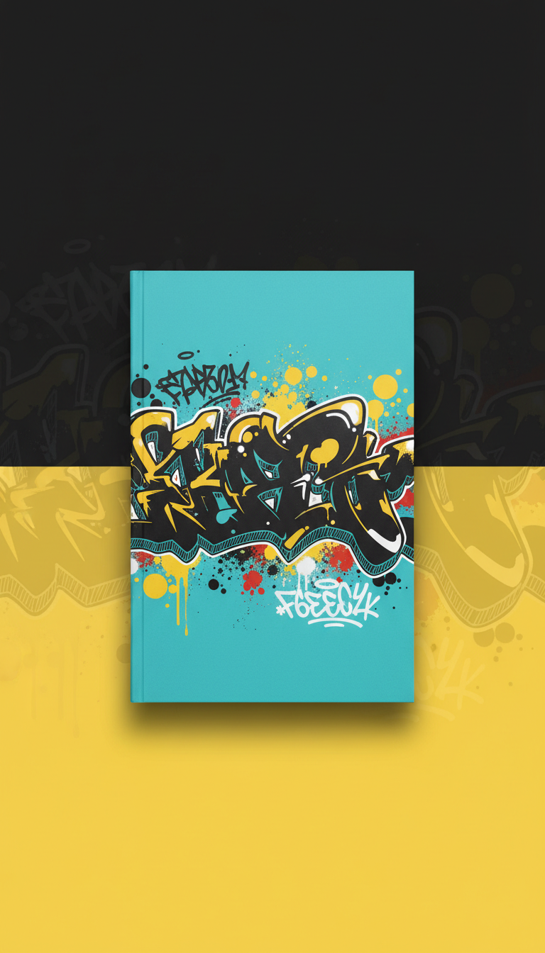 Electric Aqua graffiti notebook