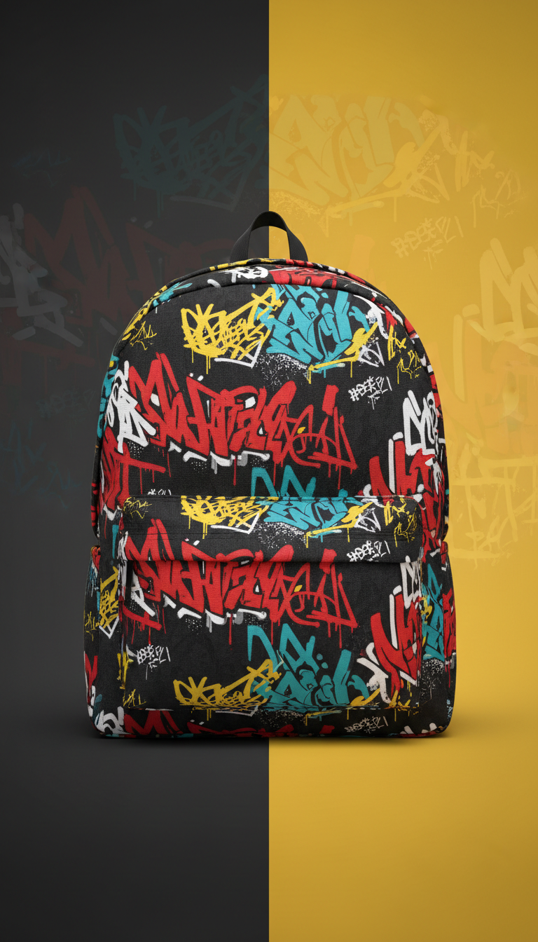 Tag Red graffiti backpack